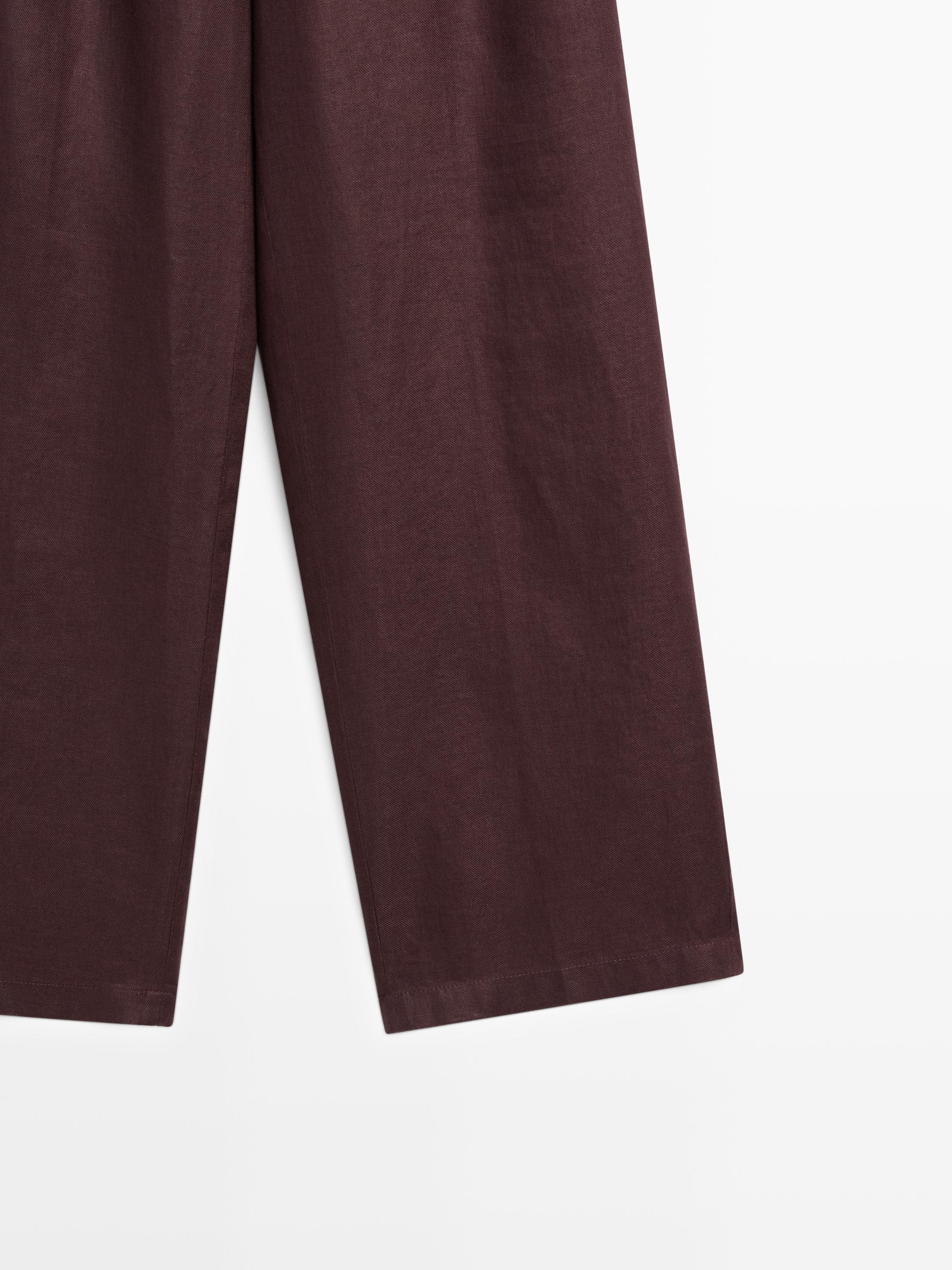 Pantalon wide leg 100 % lin avec élastique